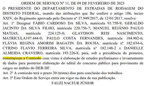 Concurso DER DF comissão formada para novo edital veja Direção