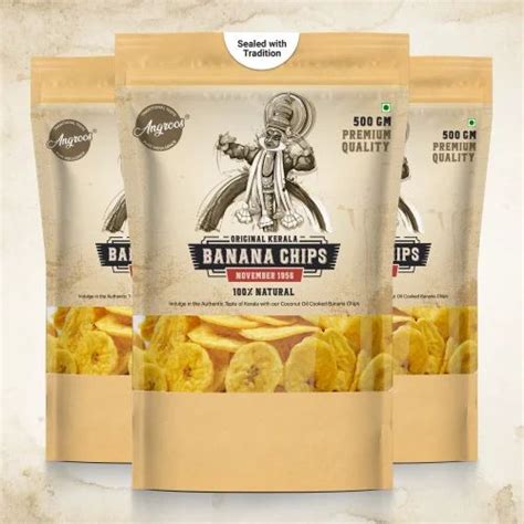 Angroos Premium Banana Chips Golden Banana Bites 500g Pack Of 3