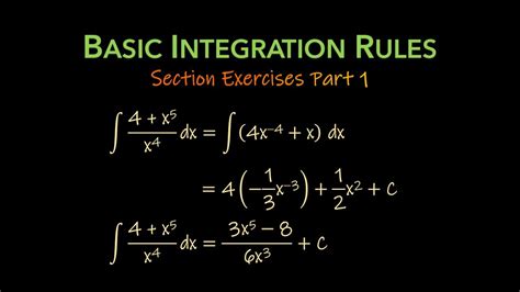 Calculus Indefinite Integrals Basic Integration Rules Section