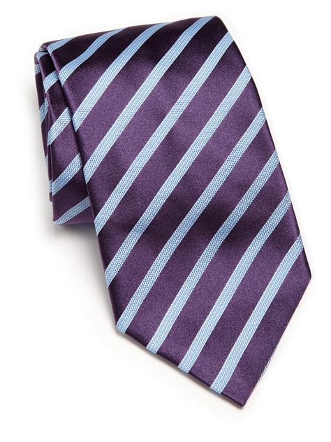 Ike Behar Striped Silk Tie In Purple For Men Purple Light Blue Lyst