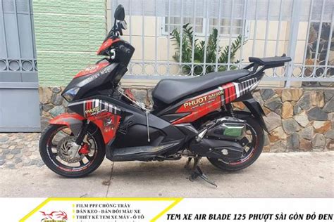 Tem xe air blade 125cc phượt sài gòn đỏ đen Nguyễn Decal Chuyên Dán