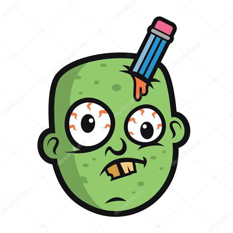 Art Funny Zombie Head Vector Illustration — Stock Vector ...