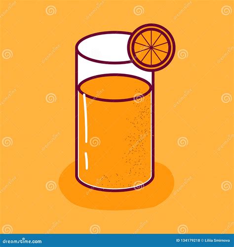 Vector Cartoon Orange Juice In Glass Isolated Icon Stock Illustration Illustration Of Natural