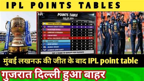 लखनऊ के जीत के बाद Ipl Points Tables मे हुआ उलट फेर। लखनऊ मुंबई के जीत