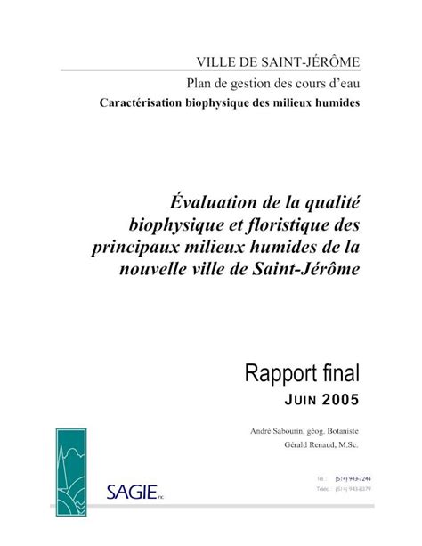 Pdf Ville De Saint J R Me Ville De Saint J R Me Plan