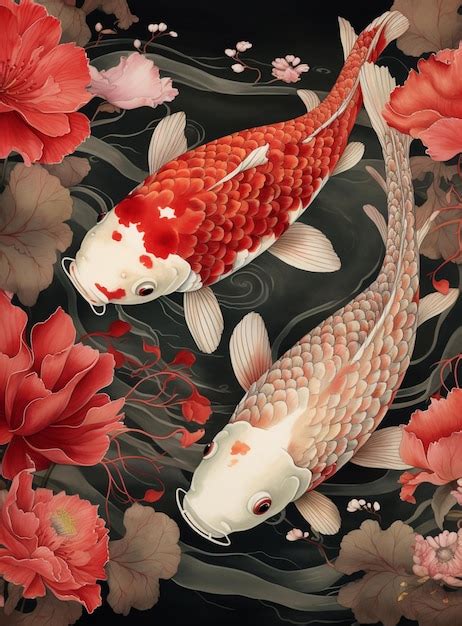 Premium Ai Image There Are Two Koi Fish Swimming In A Pond Of Water