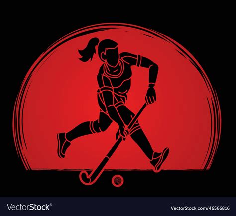 Field Hockey Sport Female Player Action Royalty Free Vector