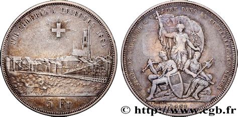 SVIZZERA 5 Francs Monnaie De Tir Fribourg 1881 Fwo 881361 Monete Del