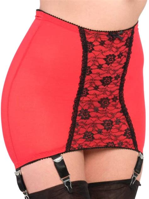 Nancies Lingerie Longline Red Lace Shaper Girdle With Garters For