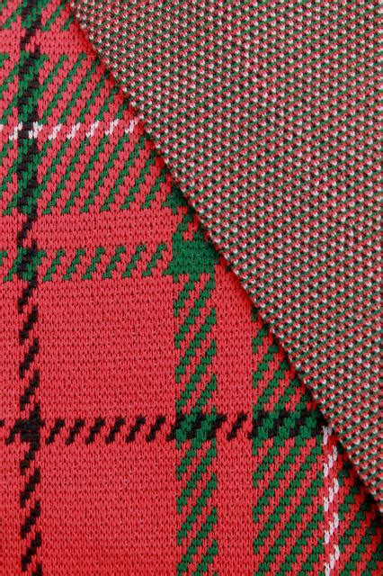 70s 80s Vintage Poly Double Knit Fabric Christmas Tartan Plaid