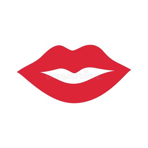 Red Color Female Lips Icon Flat Design Style Stock Vector