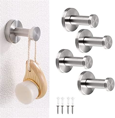 DINGFENG 4 Pcs Stainless Steel Hooks 50mm Towel Hook Chrome Door