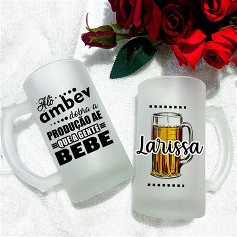 Caneca De Chopp Alô Ambev Vidro 475ml Copo Cerveja Personalizado