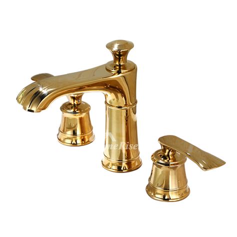 Luxury 3 Hole Brass Widespread Bathroom Faucet Polished Gold Chrome 2 Handle Pull Down Bathtub