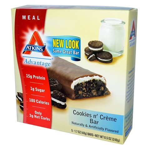 Atkins Advantage Cookies N Creme Bar 5 Bars 1 7 Oz 48 G Each