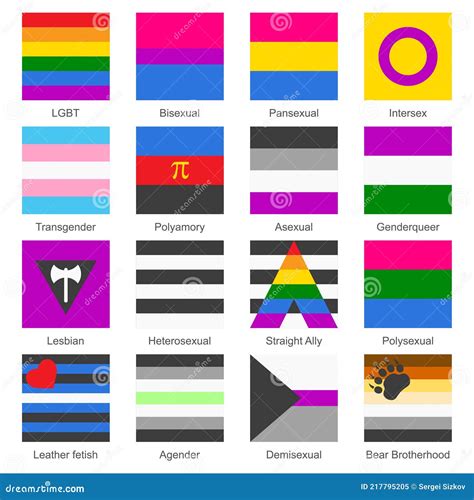 Sexual Identity LGBTQ Pride Flags. Big Set Of Sexual Diversity LGBT Symbols. Infographic Of ...