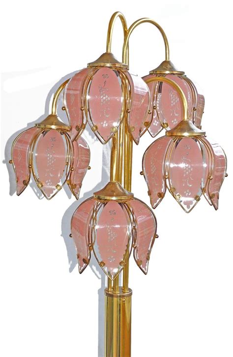 Hollywood Regency Art Deco Pink Glass Flower Bouquet Tree Modernist