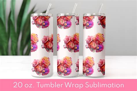 Flowers Bouquet 141 V4 3D Tumbler Wrap Graphic By Tcha Studio