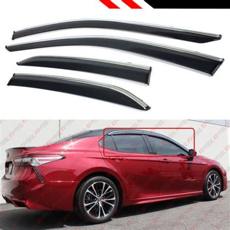 FOR 2018 2024 TOYOTA CAMRY CLIP ON CHROME TRIM WINDOW VISOR RAIN GUARD