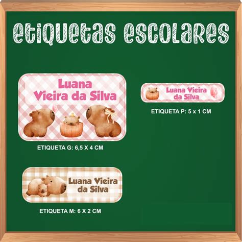 Kit P De Etiqueta Escolar Unidades Capivara Fofa Elo