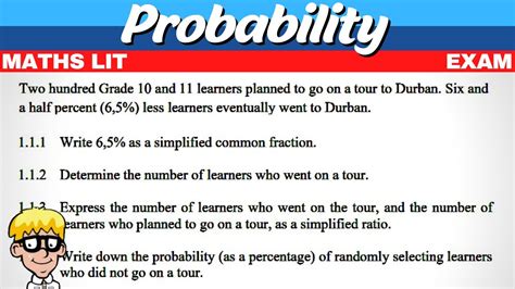 Probability Maths Lit Exam Questions Youtube