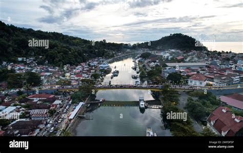 Aerial View Of Sunrise Scenery From The Siti Nurbaya Bridge Jembatan