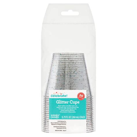 Plastic Glitter Cups Clear 20 Pieces 879 Ounces By Way To