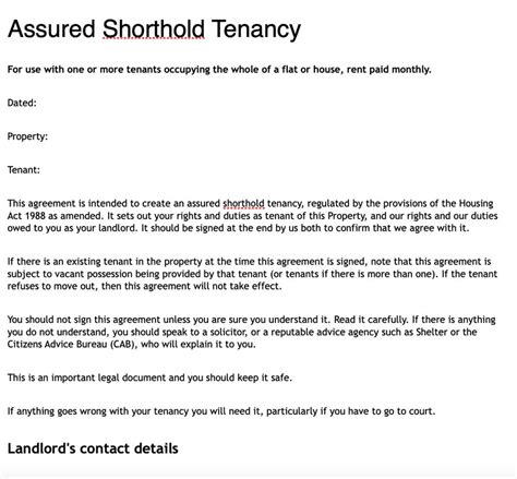 Assured Shorthold Tenancy Agreement England Etsy Uk