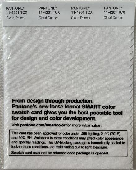 Pantone Tcx Cotton Swatch Card Tcx Cloud Dancer