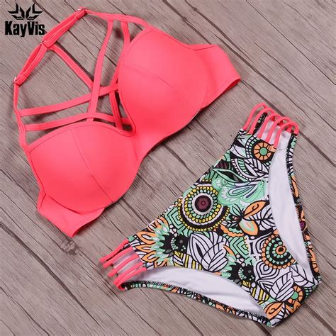 Kayvis 2018 Sexy Bikinis Women Swimwear Underwire Swimsuit Halter Top