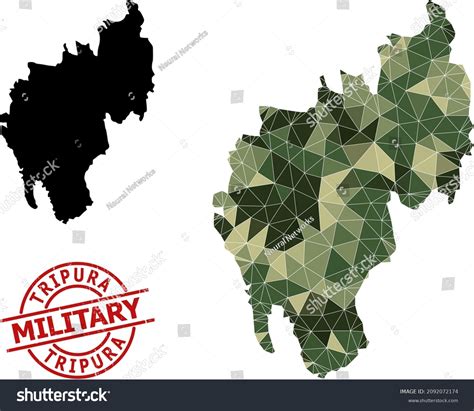 Low Poly Mosaic Map Of Tripura State And Royalty Free Stock Vector