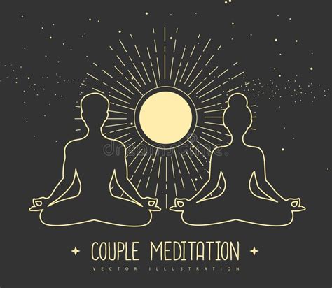 Men And Woman Meditating Silhouettes With Rising Sun Couple Meditation