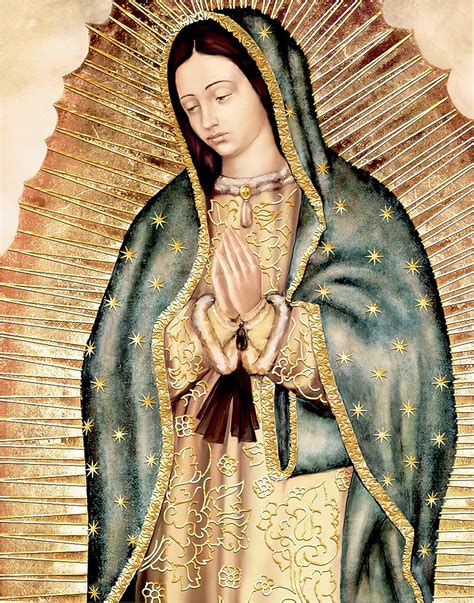 Retrato corporal de Nuestra Señora de Guadalupe con borde dorado