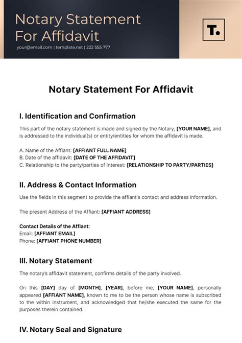 Free Notary Statement For Affidavit Template Edit Online And Download