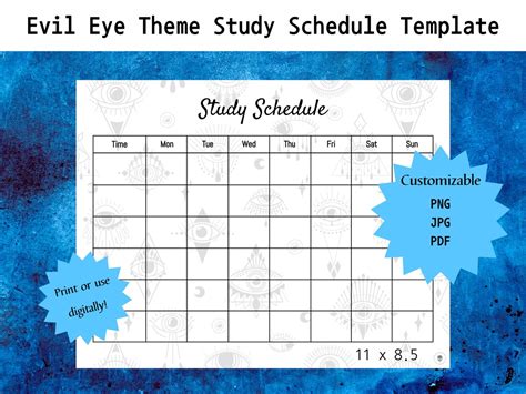 Printable Study Schedule Template Customizable Weekly Study Planner ...