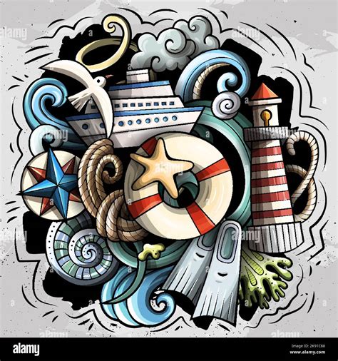 Nautical Cartoon Vector Illustration Stock Vector Image Art Alamy