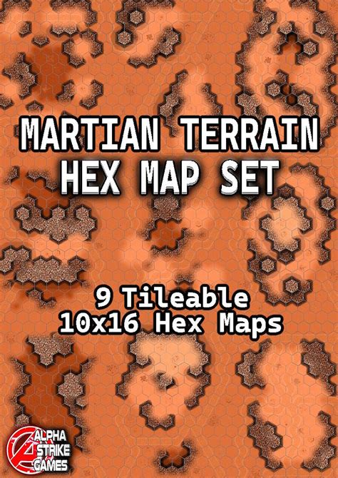 Martian Terrain Hex Map Set Alpha Strike Games Limited Hex Maps Hex Maps Wargame Vault