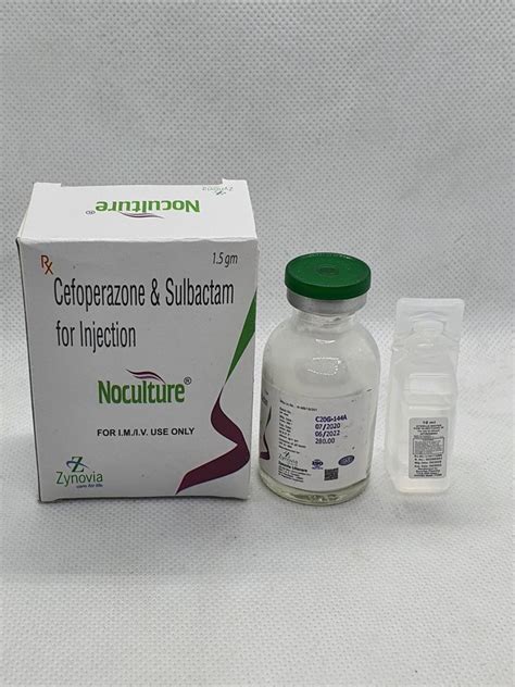 Noculture Inj Cefoperazone And Sulbactam 1 5gm Injection Packaging