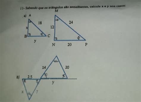 Determine X E Y Sabendo Que Os Triângulos São Semelhantes