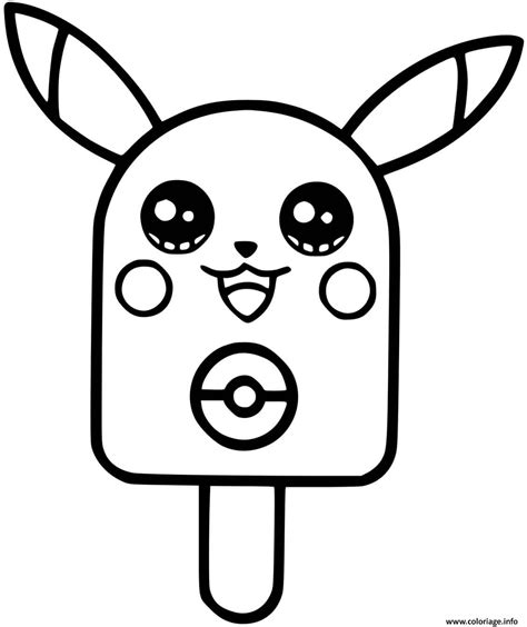 Coloriage Pikachu Glace Kawaii Jecolorie