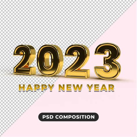 Premium Psd Happy New Year 3d 2023 Gold Text Effect