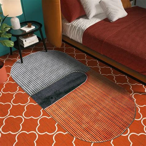 Oval Bedside Runner Bedroom Area Rugs Colorful Design Warmly Home