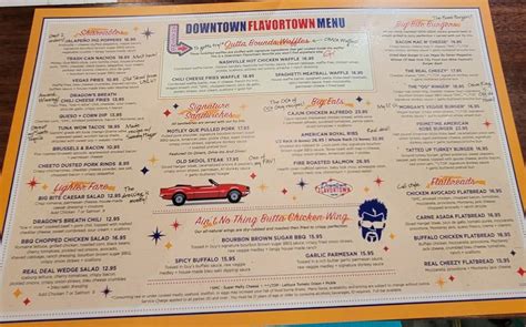 Menu at Downtown Flavortown restaurant, Pigeon Forge