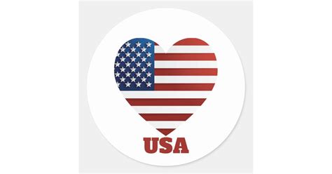 USA Heart Flag Classic Round Sticker | Zazzle