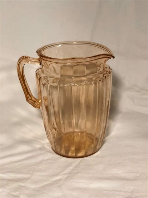 Vintage Blush Pink Depression Glass Lemonade Pitcherpanel Etsy