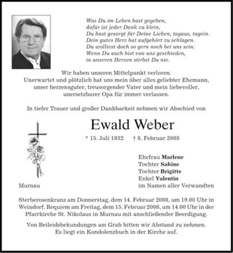 Traueranzeigen Von Ewald Weber Trauer Merkur De