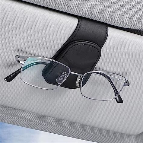 Universal Sunglass Holder For Car Visor Solid Color Sunglasses Clip Magnetic Leather