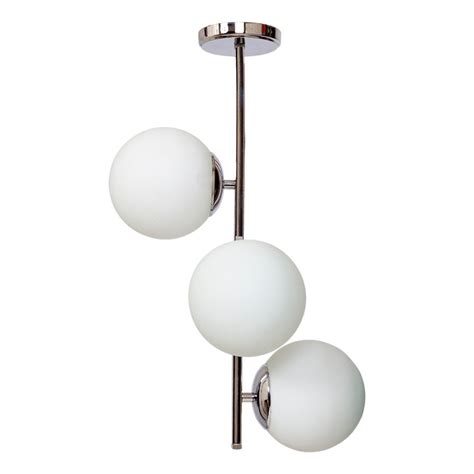 Luz Desing Plafon Luces Vertical Elyn E Cromo Globo Opal Cm