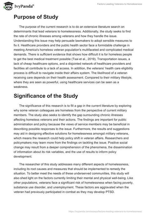 Factors Leading Veterans To Homelessness 15009 Words Thesis Example