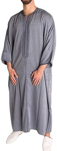 Muslim Men Jubba Thobe Dishdasha Saudi Arab Kaftan Robe Long Sleeve